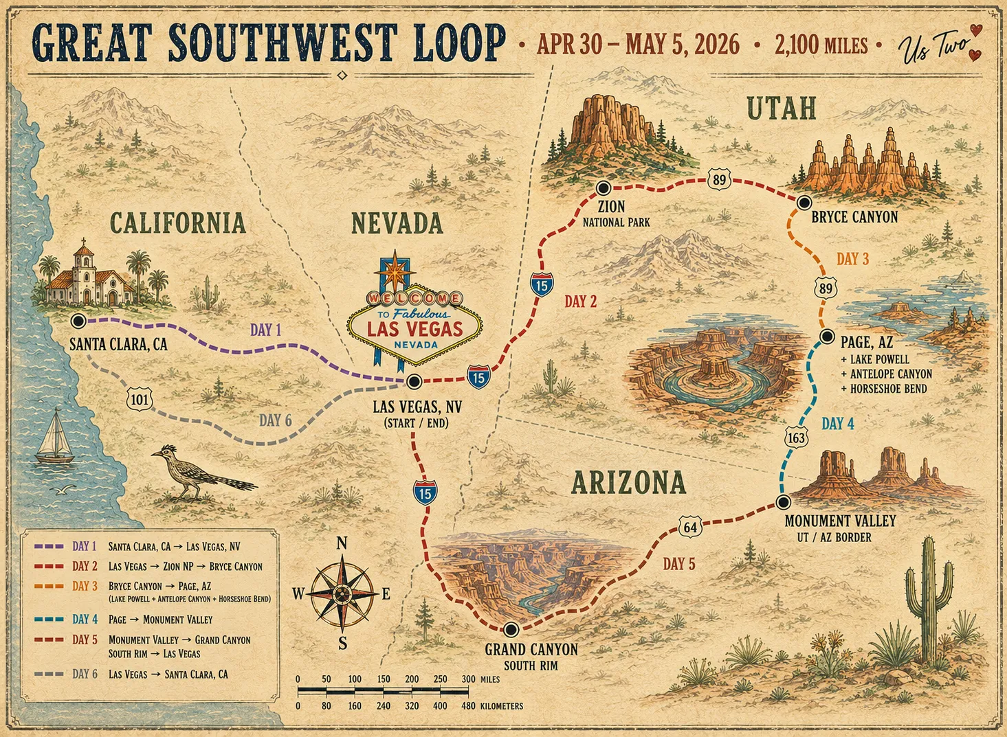 Six days, 2,100 miles, five parks: an American Southwest road trip